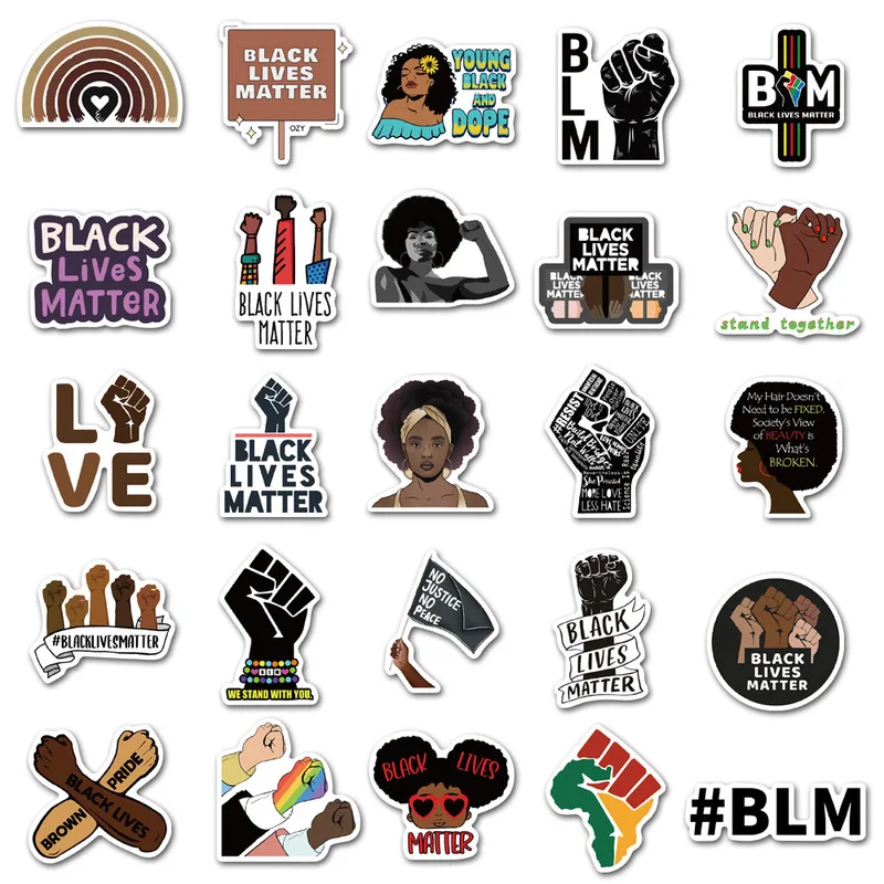 

50/100pcs/Pack black lives matter Waterproof Stickers For Children Kids Toy Laptop Bike Guitar Wall Decor PVC Joy Sticker Decals