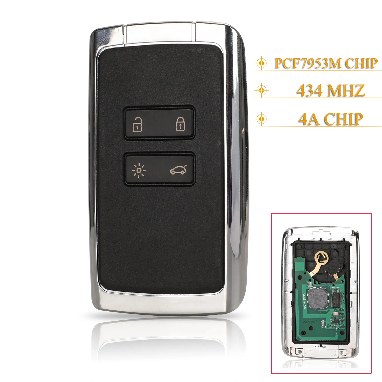 

jingyuqin 5pcs 4 BTN Remote Key 434mhz Hitag AES 4A pcf7953M For Renault Megane 4 Talisman Kadjar Espace 5 Keyless Go Entry key