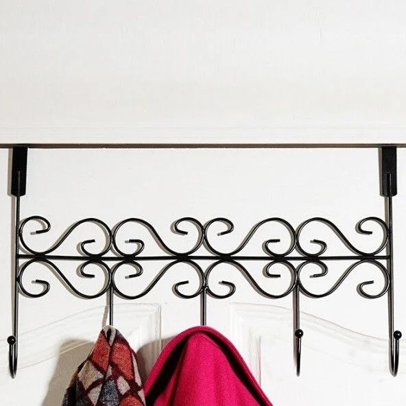 5 крючков одежды пальто полотенца крюк двери и окна вешалка из кованого железа