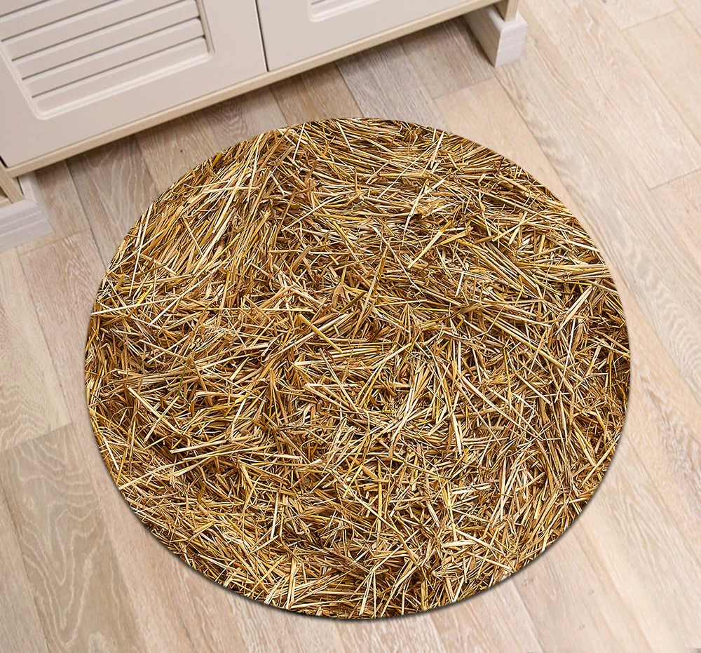 Сухой соломенный стог сена шаблон печати круглый пол коврики области для