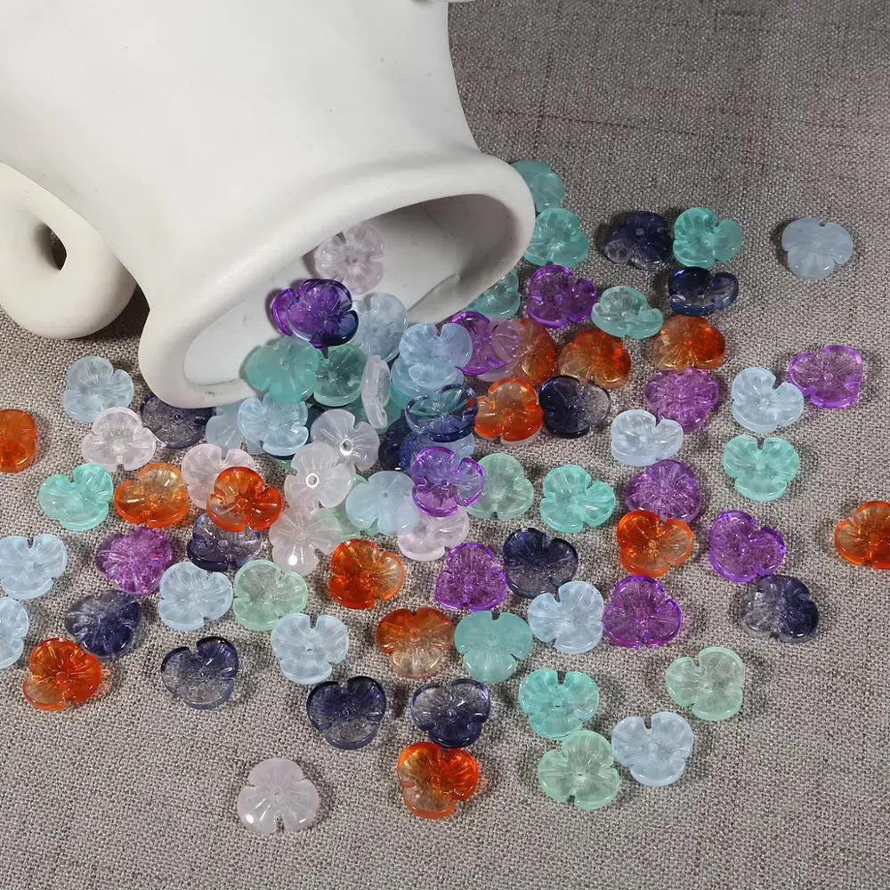 Бусины стеклянные в форме цветка с тремя лепестками 10 шт. | Украшения и аксессуары