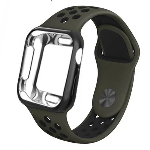 Cargo Khaki 26 Ремешок для часов apple watch 4 Band correa apple watch 42 мм 38 мм 44 мм 40 мм iwatch series 5 4 3 2 Силиконовый браслет pulseira ремешок для часов - Цвет ремешка: Cargo Khaki 26