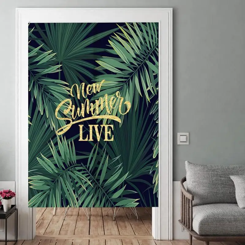 

Nordic Door Partition Curtain Home Living Room Bedroom Kitchen Bathroom Green Plants Fabric Cloth Decoration Fitting Room Screen