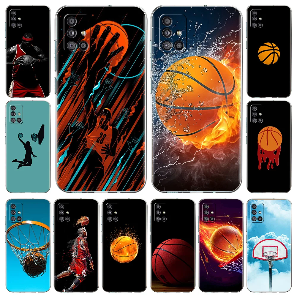 

Basketball baske Phone Case For Samsung Galaxy A51 A71 A21S A12 A11 A31 A41 A52 A32 5G A72 A01 A02S Soft Silicone Clear Cover