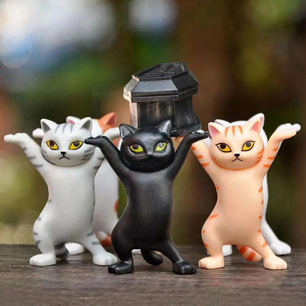 

Dancing Cat Pen Holder Handmade Funny Toy Ornament Pen Decoration Model Figure Holder Desktop Stand Office U8Y6