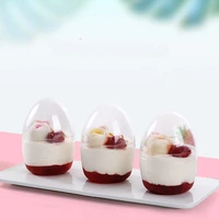 10pcs net red cake cup ice cream cup round pudding yogurt plastic cup wedding birthday party favors small dessert cups with lids