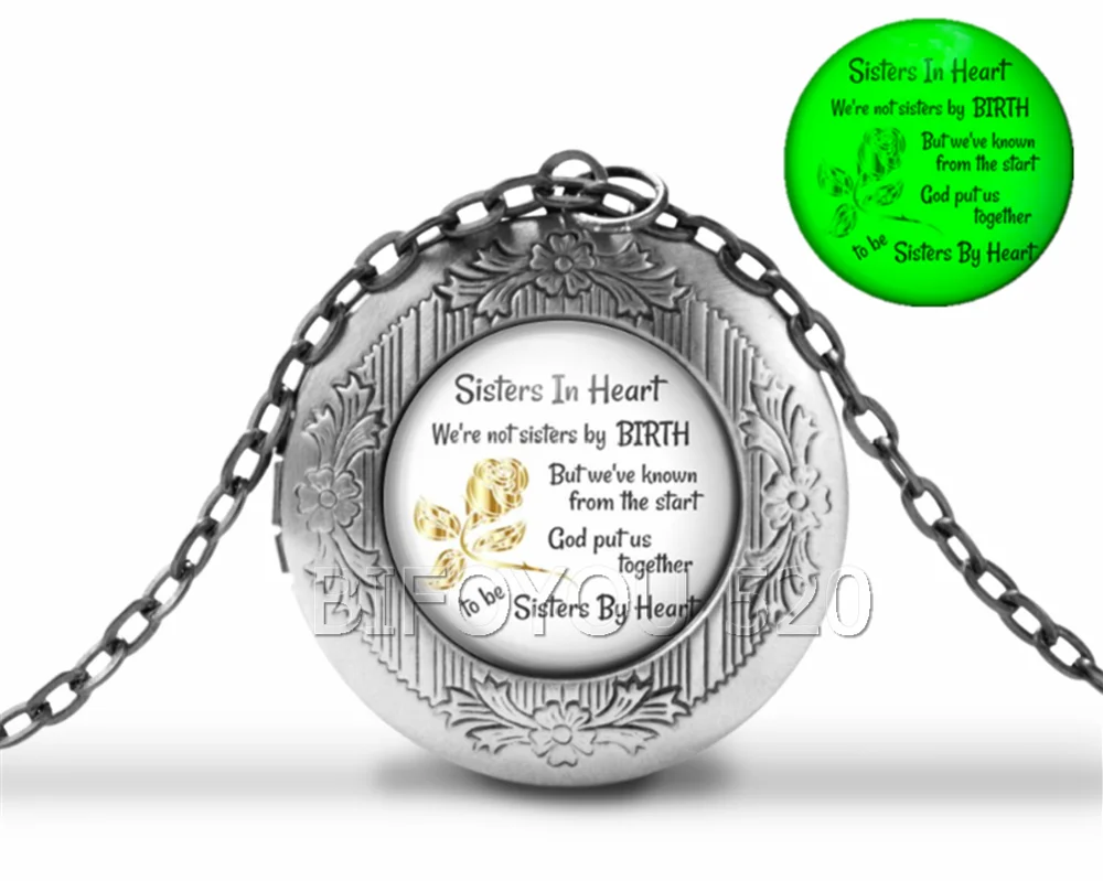 BIFOYOU сестры в сердце из кабошона стекло ароматерапия фото медальон ожерелье Духи