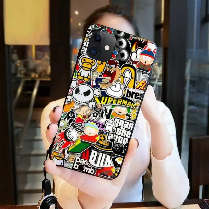 Чехол для телефона CUTEWANAN мягкий черный чехол с рисунком граффити iPhone 11 pro XS MAX 8 7 6 6S