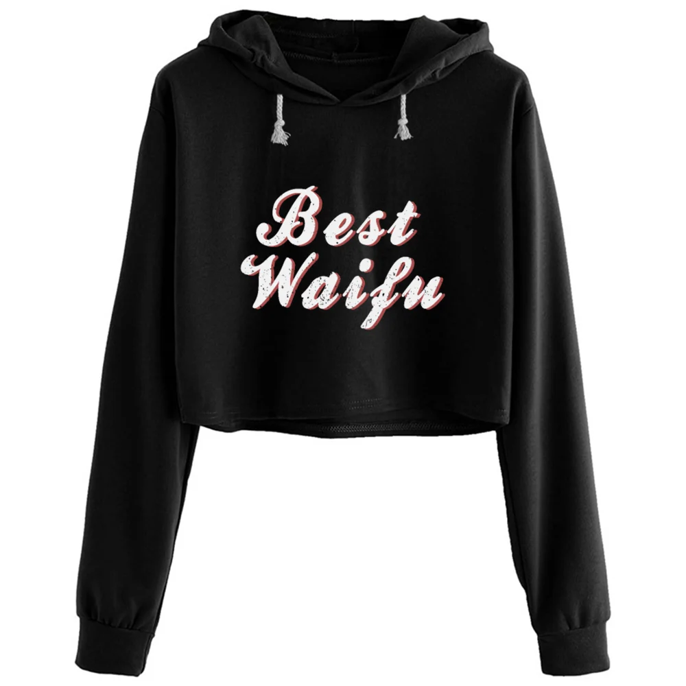 

Best Waifu Crop Hoodies Women Y2k Kawaii Goth Grunge Pullover For Girls