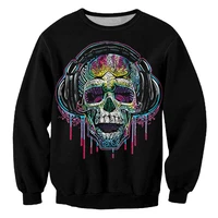 ifpd euus size fashion terror sweatshirt 3d print music skull black long sleeve shirt mens casual plus size pullover drop ship