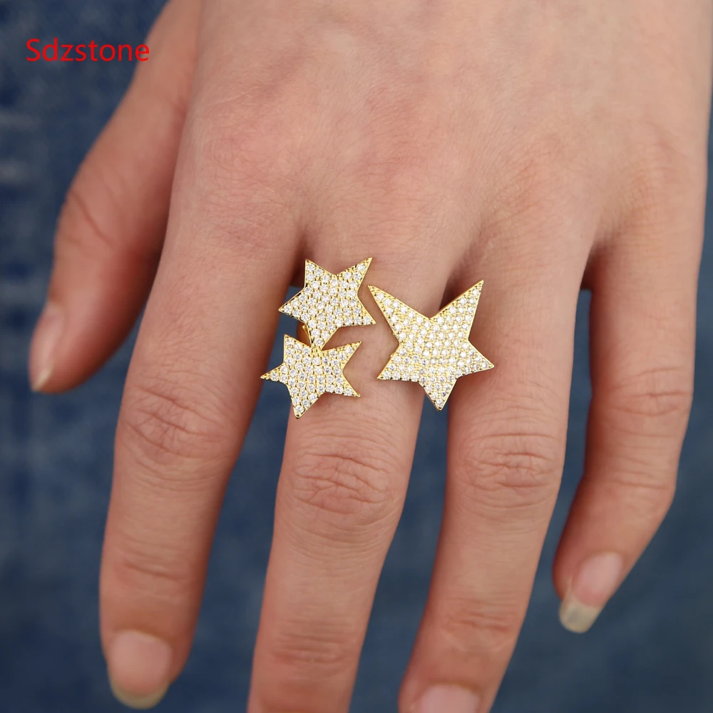 Женское кольцо в стиле хип-хоп с пятиконечными звездами | Украшения и аксессуары