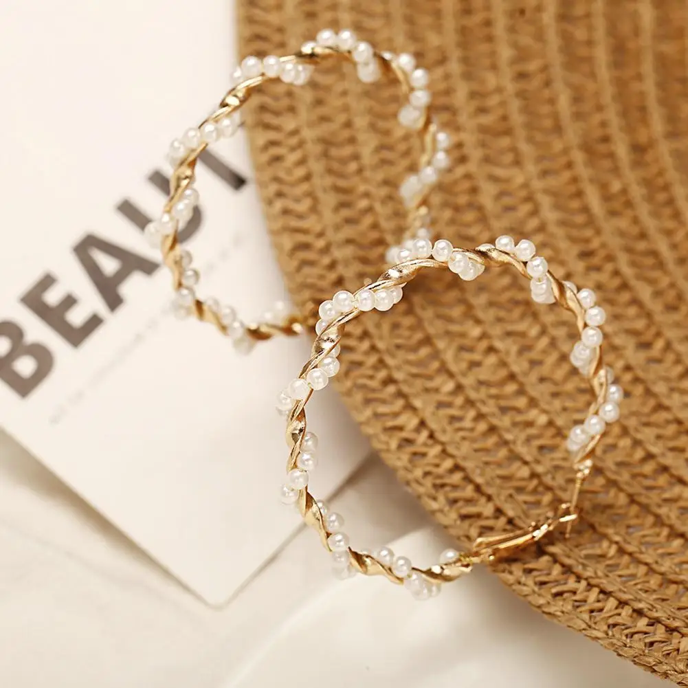 Новый стиль Мода Ретро большие круглые серьги женские жемчужные простые ретро