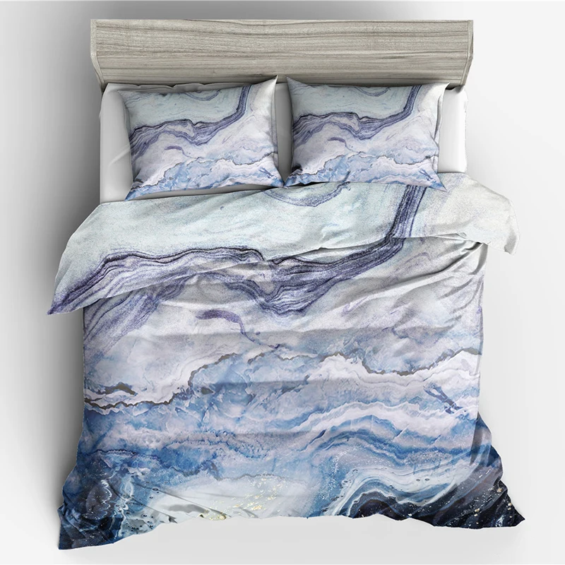 

Marbling Moire Pattern 3/4pcs Bedding Set Nordic Printed Duvet Covers + Pillowcse For eens Boys Girls Single Queen (No Sheet)