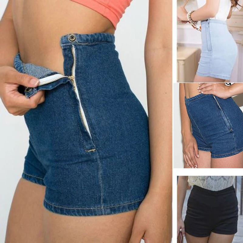 

Korean Fashion Sexy Women Slim High Waist Jeans Shorts Denim Bottoms Hot Short Shorts Tight A Side Button shorts