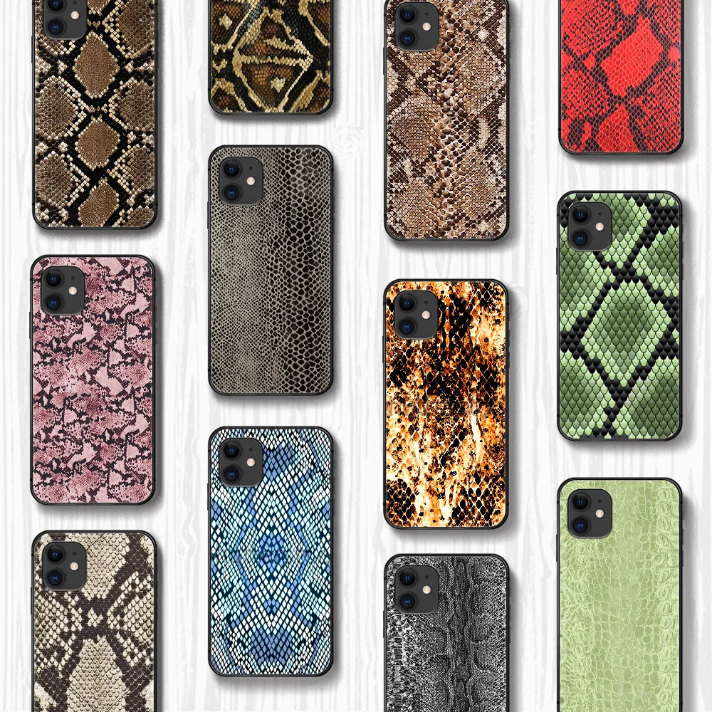 Змеиной кожи кожаный чехол для телефона Корпус iphone 5 5s se 2 6 6s 7 8 12 мини plus X XS XR 11 PRO MAX