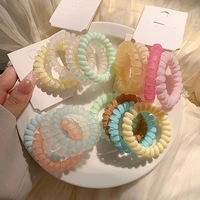 new phone cord hair tie plain color telephone wire rubber spiral shape gum elastic hairband ponytail holder women accessories