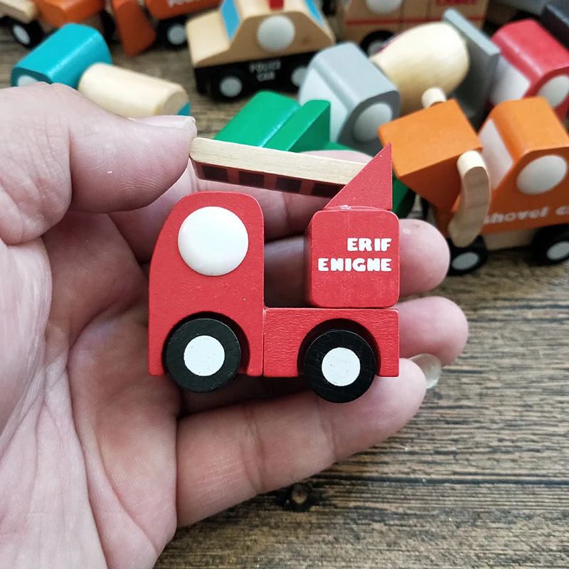 Building block car model 12pcs cars airplane transport shape children wood cute toy | Игрушки и хобби