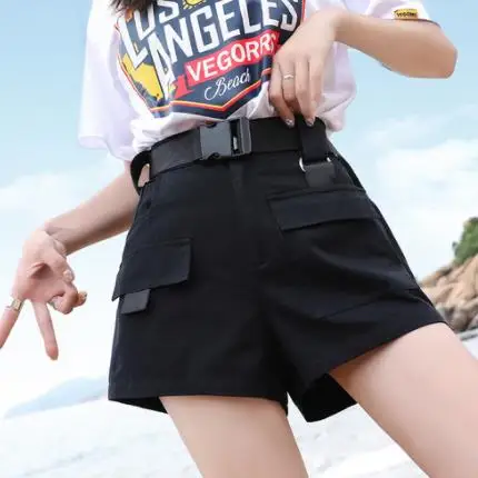 Женские летние шорты с ремнем размеры до 3XL короткие карго в стиле бойфренд