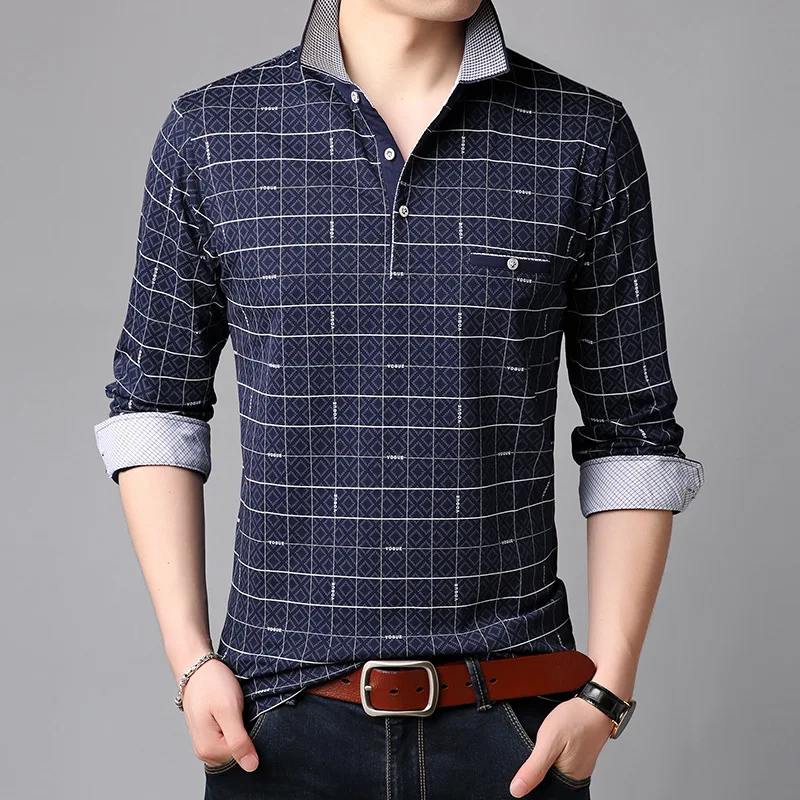 Полосатый Дизайн новинка 2020 Мужская брендовая рубашка поло с длинным рукавом