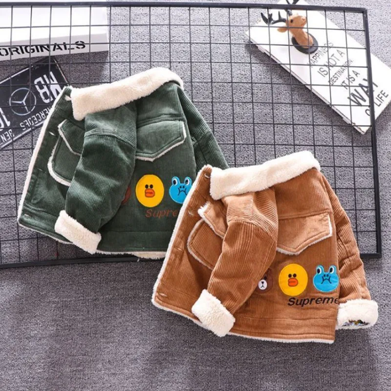 

Toddler children's clothing boys baby cotton clothes plus velvet thickening cartoon baby autumn and winter kids jacket clothes