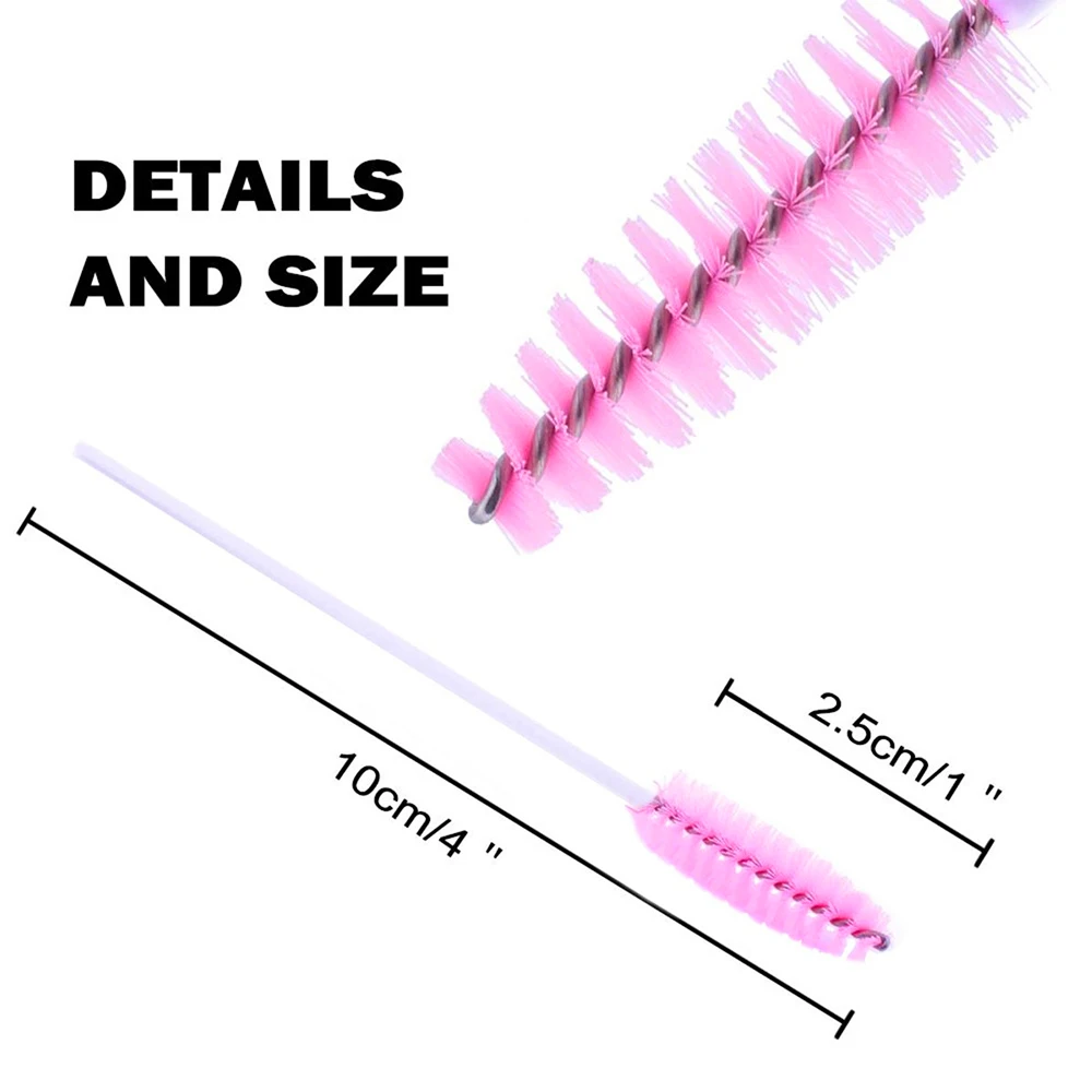 500pcs Disposable Eyelash Brushes Eyelash Mascara Applicator Crystal Eyelash Makeup Brush Eyelash Extension Tool Shiny Handle