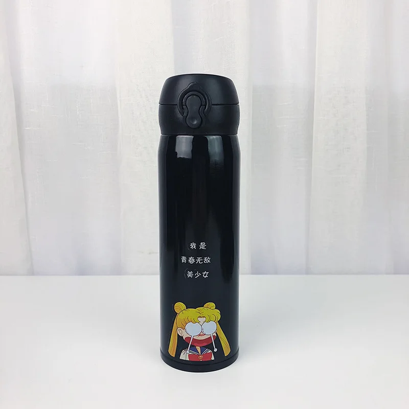 500ML Каваи Сейлор Мун термос бутылка милый мультфильм нержавеющая сталь вакуумная колба портативный герметичный изолированный бутылка для воды для девочек - Цвет: 500ML