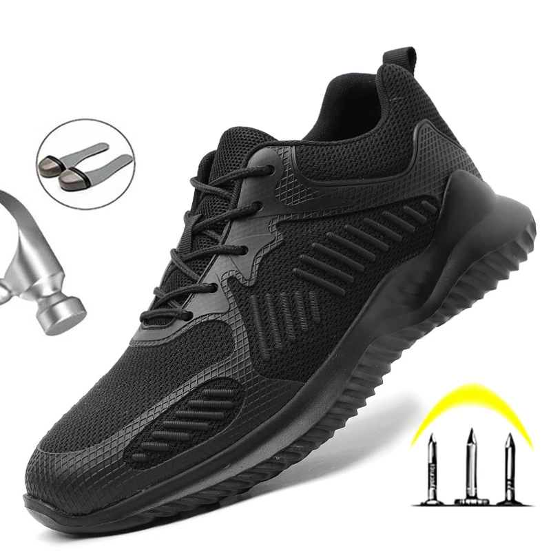 

Anti-smashing Safety Shoes Men Indestructible Work Boots Lightweight Working Sneakers For Man Safety Boots Steel Toe Shoes Male