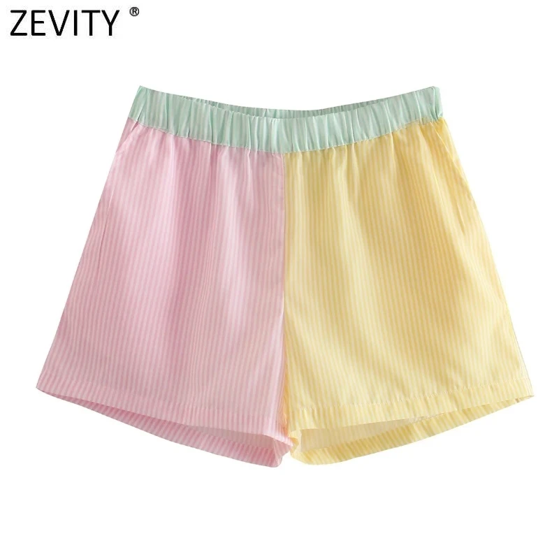 

Женские шорты-бермуды Zevity, ярких цветов, с полосатым принтом, P1138