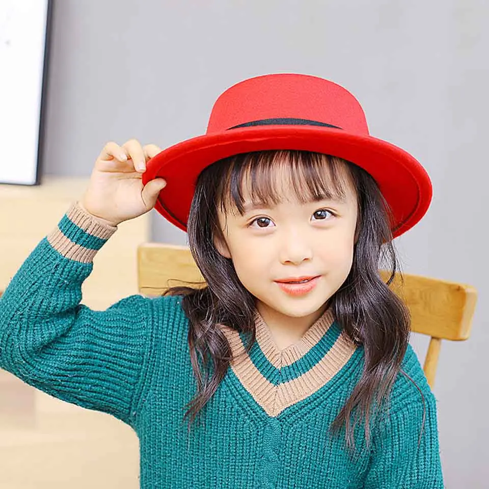 Детская фетровая шляпа из искусственной шерсти с черной лентой | Аксессуары для