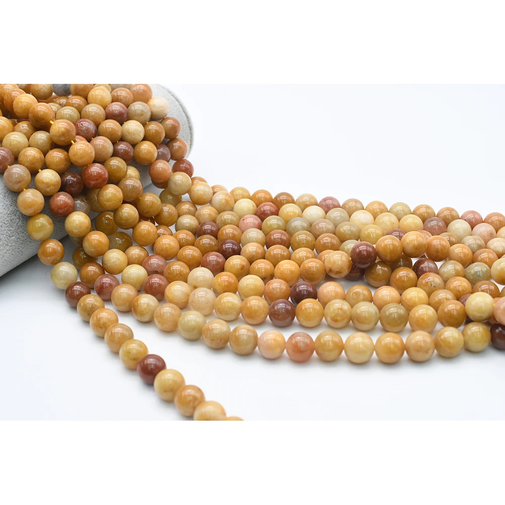 

8-10mm AA Natural Smooth Yolk stone round Stone Beads For DIY necklace bracelet jewelry making 15 "free delivery