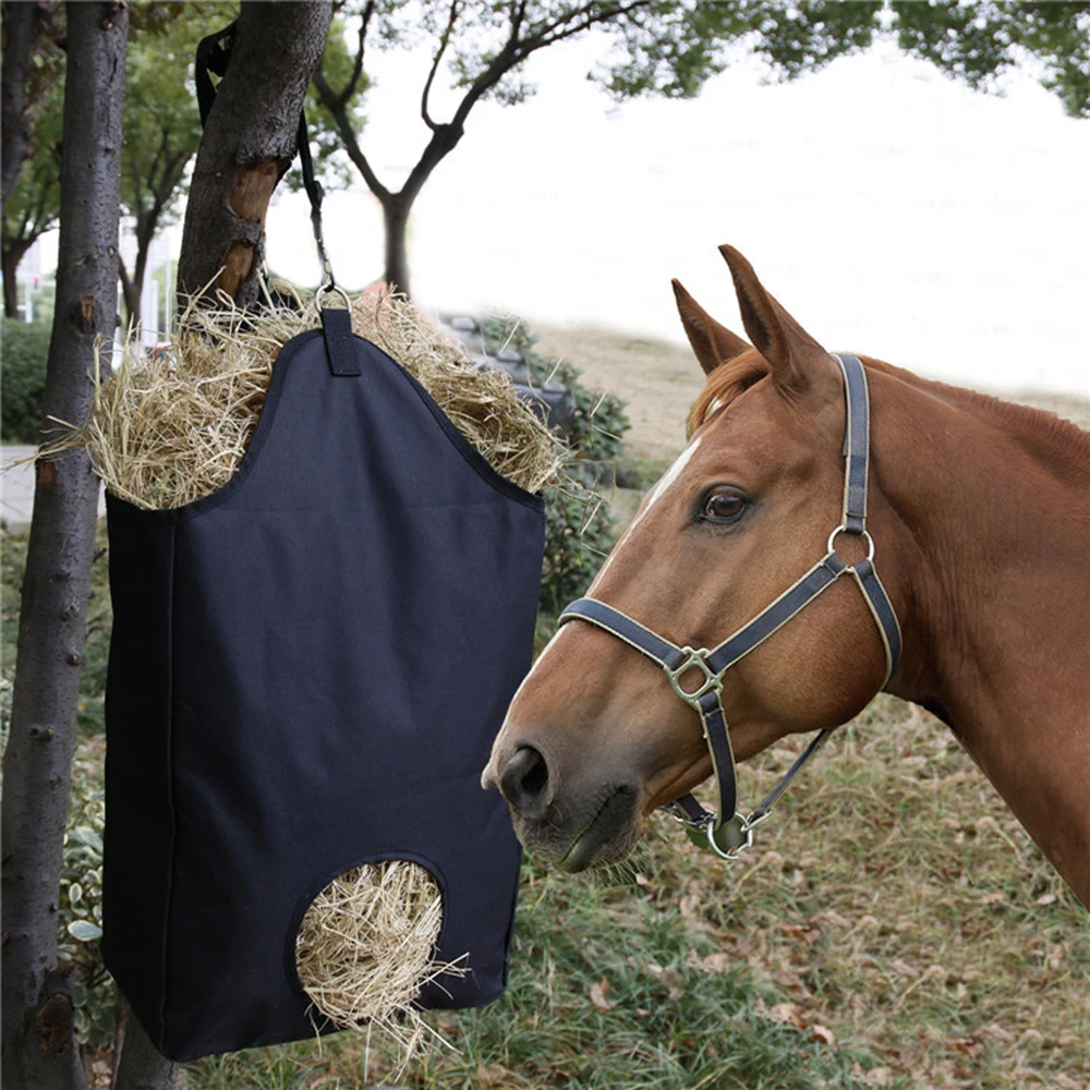 

Portable Slow Horse Feeding Hay Bag Solid Panel With Metal Rings 600D Oxford Cloth Storage Bag Farm Supplies Performance Trainin