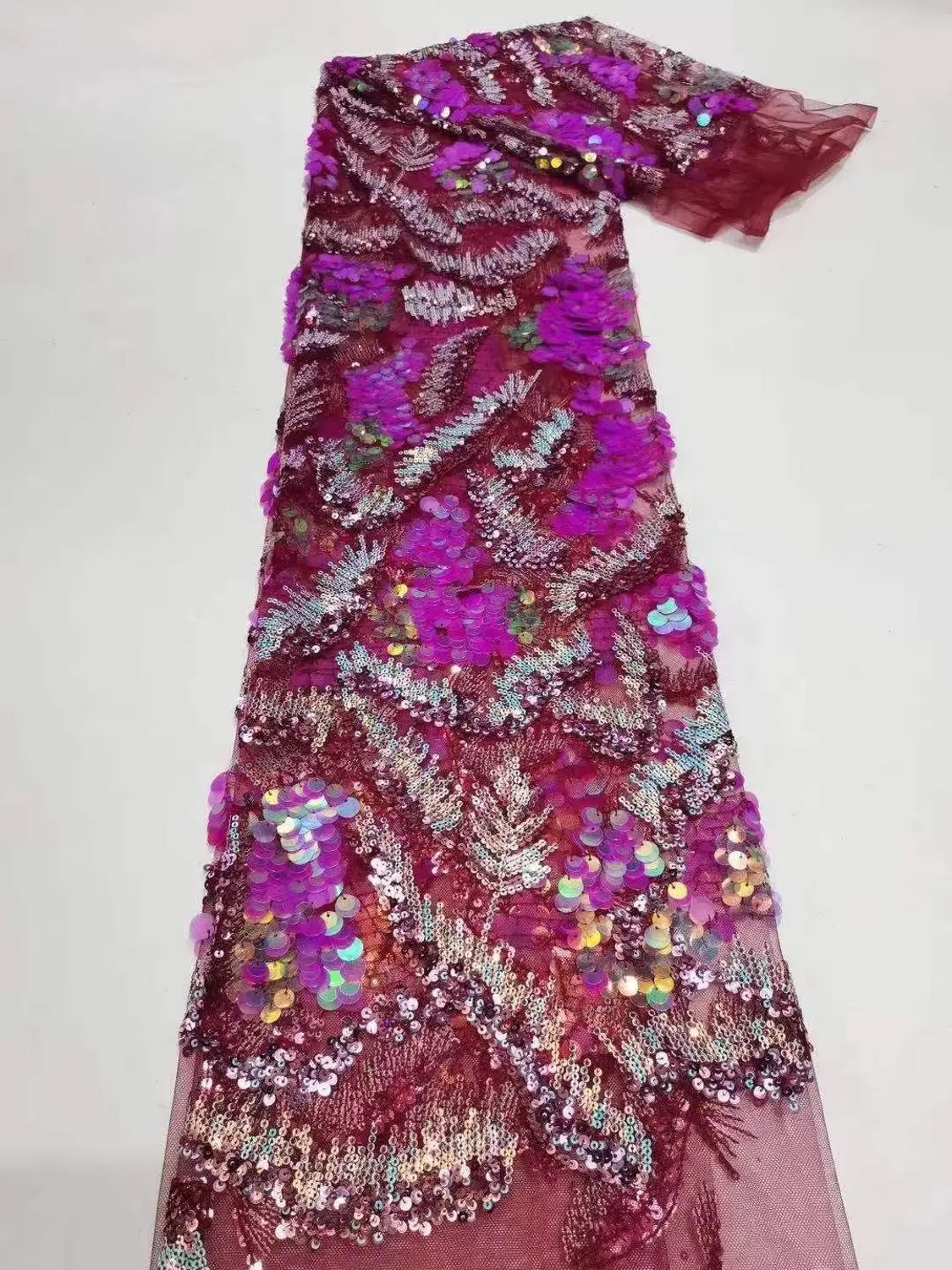 

New Style Nigerian Multicolor Sequins Lace Fabric High Quality Embroidery Wedding Party Dress Material Women French Lace Fabrics