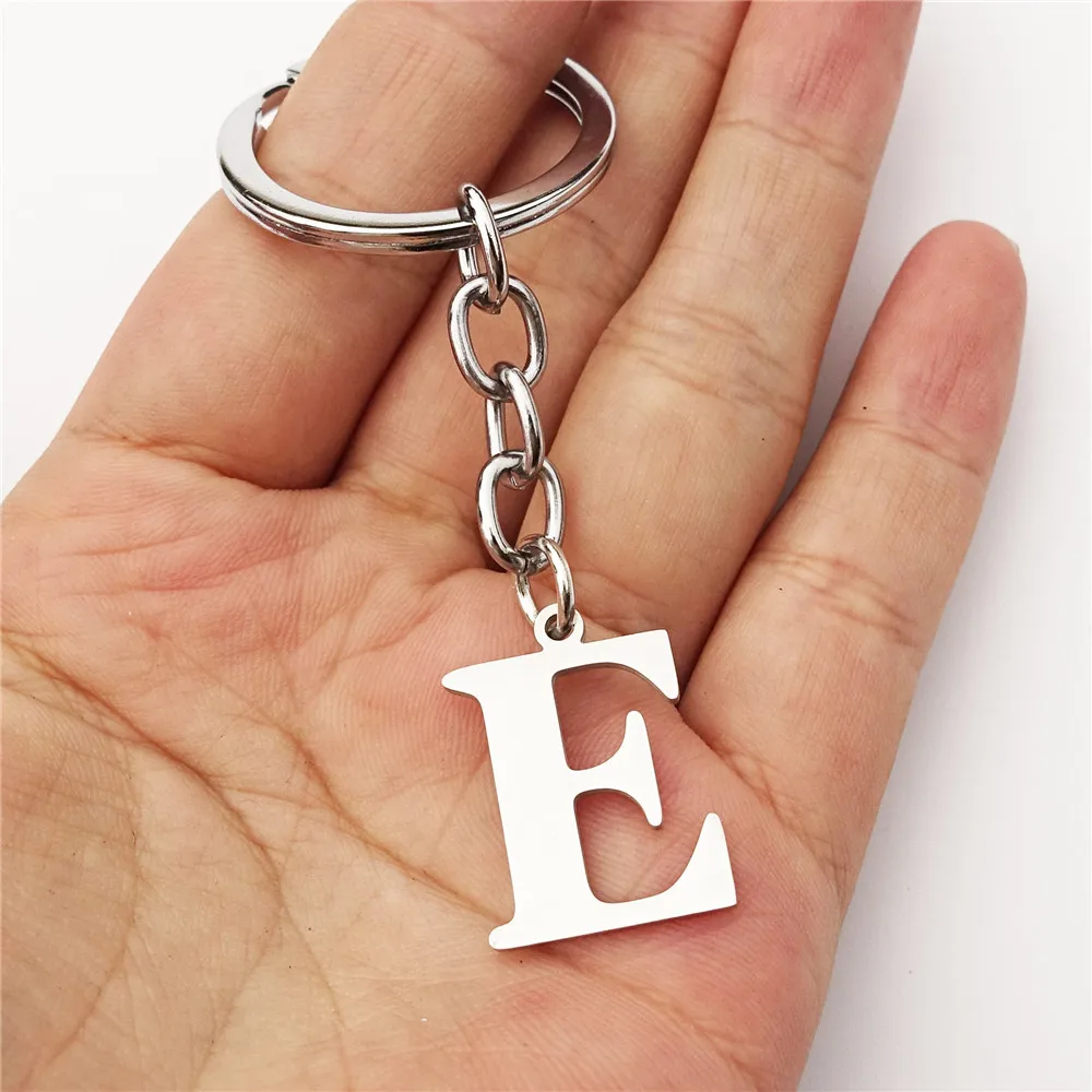 2 шт./лот брелок с именем и инициалом буквы E из нержавеющей стали Алфавит цепочки