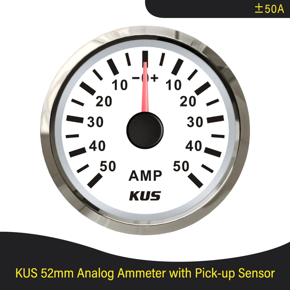 

KUS 52mm 2" Marine Auto Ammeter AMP Gauge Ampere Meter 50A with Current Pick-up Red and Yellow Available Backlight