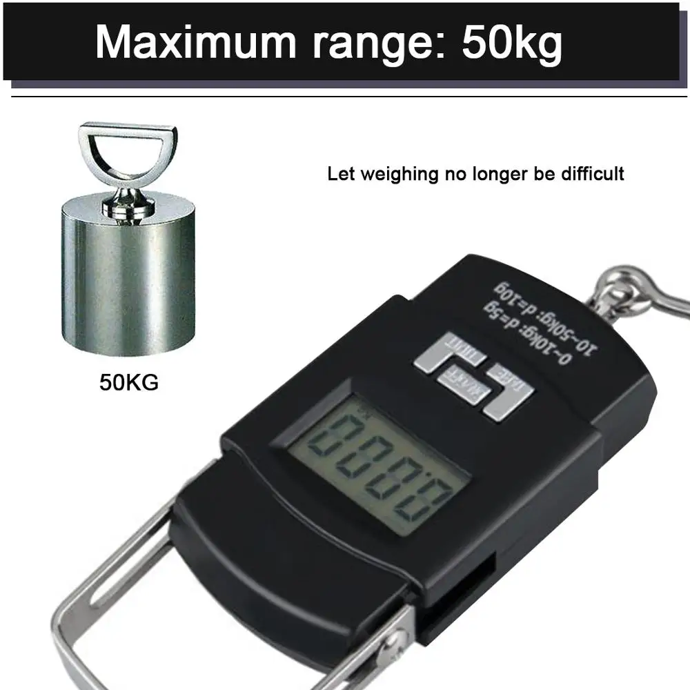 BOBI 50KG 10g Electronic Portable Digital Scale Hanging Hook Fishing Travel Double Precision Luggage Weight Balance Scales | Спорт и