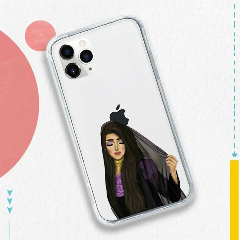 

Muslim Islamic Arab Hijab Girl Eyes Phone Case Transparent soft For iphone 5 5s 5c se 6 6s 7 8 11 12 plus mini x xs xr pro max