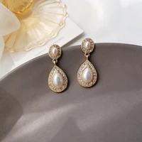 mihan 925 silver needle trendy jewelry teardrop earrings elegant temperament simulated pearl crystal earring for girl lady