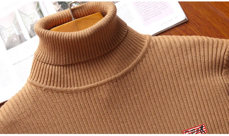 

New Winter High Neck Thick Warm Sweater Men Turtleneck Mens Sweaters Slim Fit Pullover Men Knitwear Male Double collar M-3XL