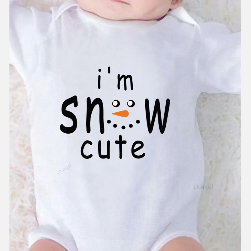 Милый Рождественский костюм с принтом снега Одежда для новорожденных девочек