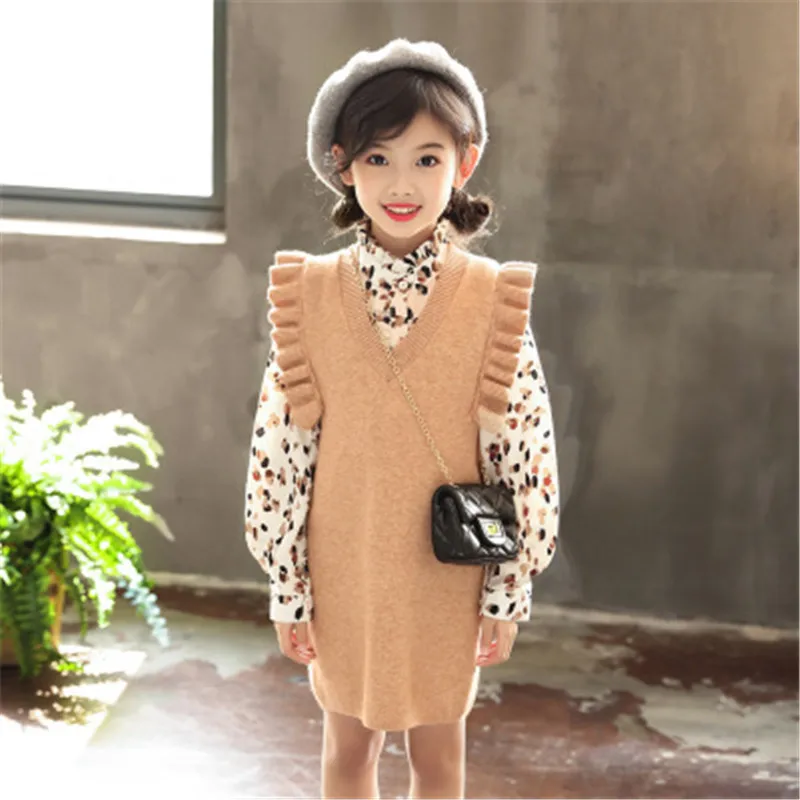 Свитер для девочек вязаный пуловер школы Осень зима 2019|Свитера| |