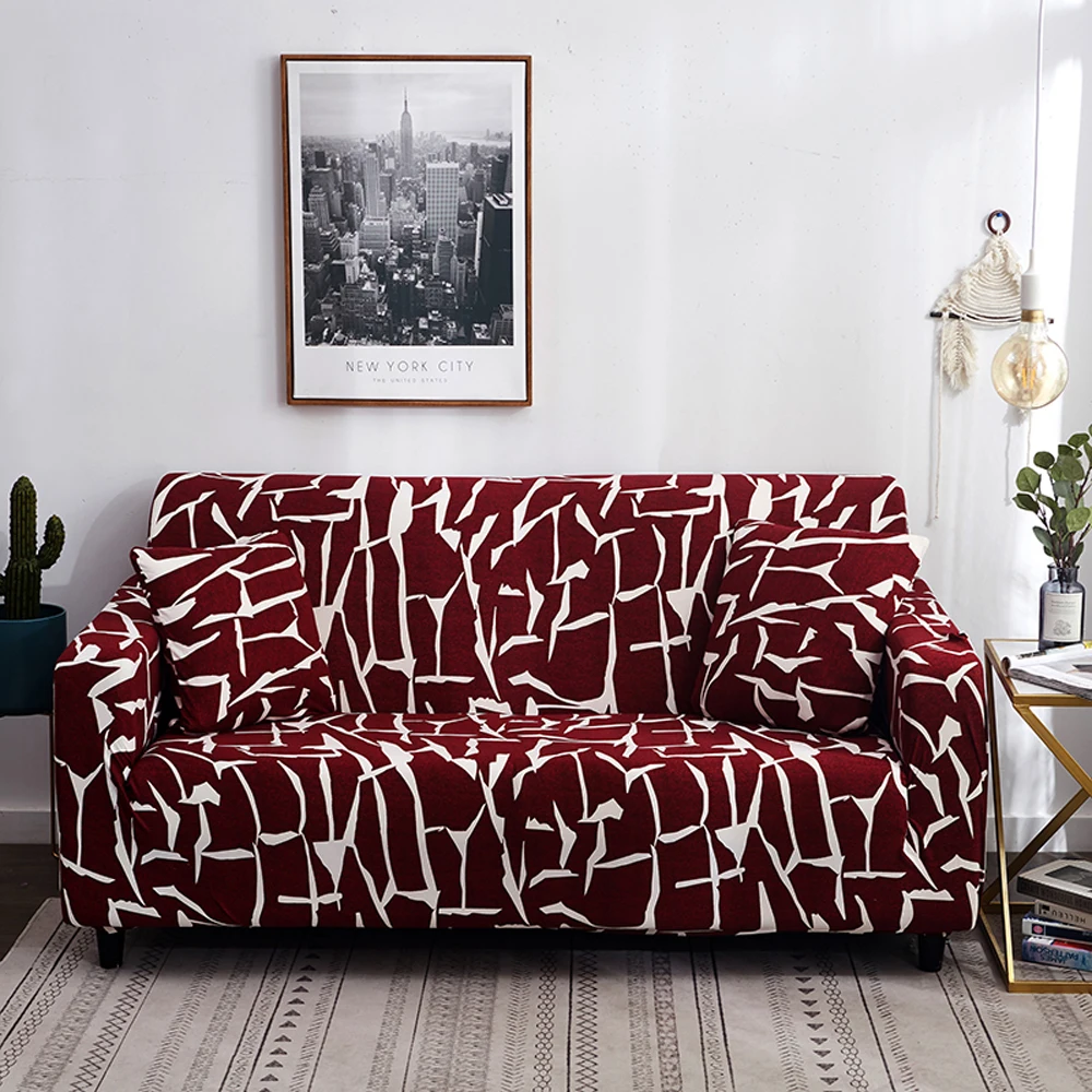 Dozzlor sofa cover Polyester plus spandex Printed fashion for living room office Single/Two/Three/Four-seater 2019 hot sale | Дом и сад