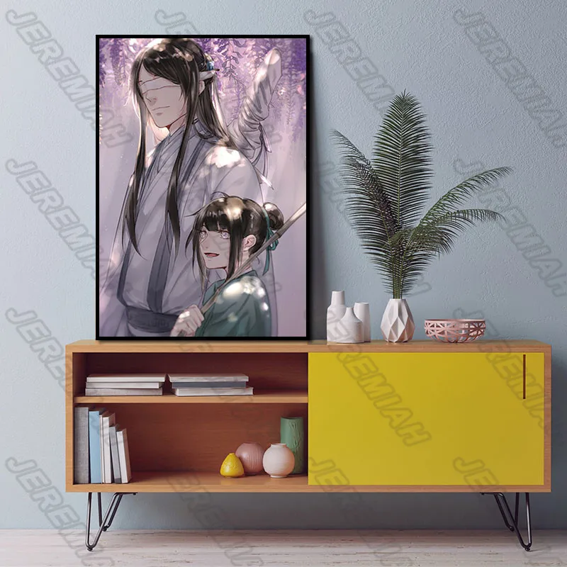 

Blindfolded Hero and Little Girl Poster Nordic Style Wall Art Canvas Print Painting Modern Living Room Decoration