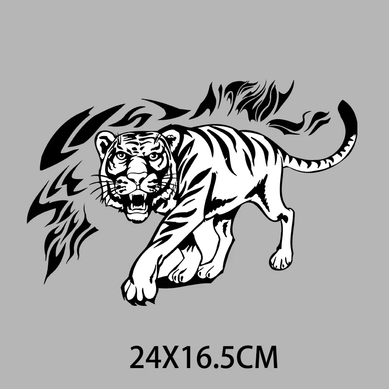 Панк дикие животные патчи для одежды мужчины мальчики, термотрансферные наклейки, белый черный тигр, гладкая переводная наклейка, стойкая к стирке, термопатч.