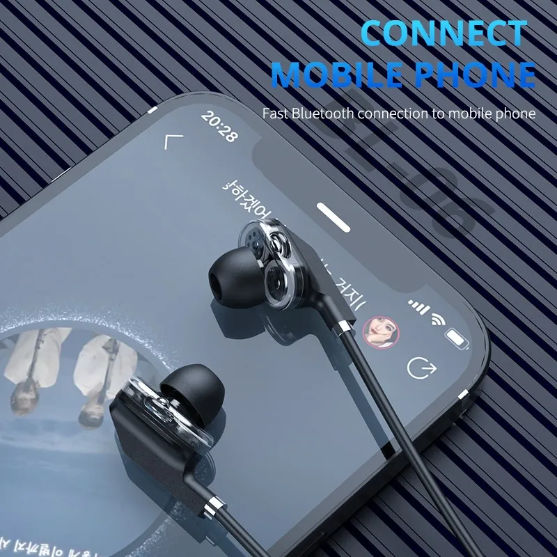 

New arrival Hanging Neck Headphones In-Ear Stereo Bluetooth Earphone With HD Mic Wireless Sport Headset Earbuds For phone