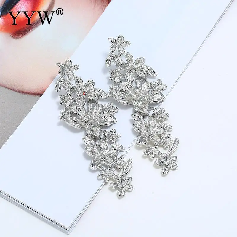 Женский цветок длинная капля висячие серьги индивидуальность уха ювелирные