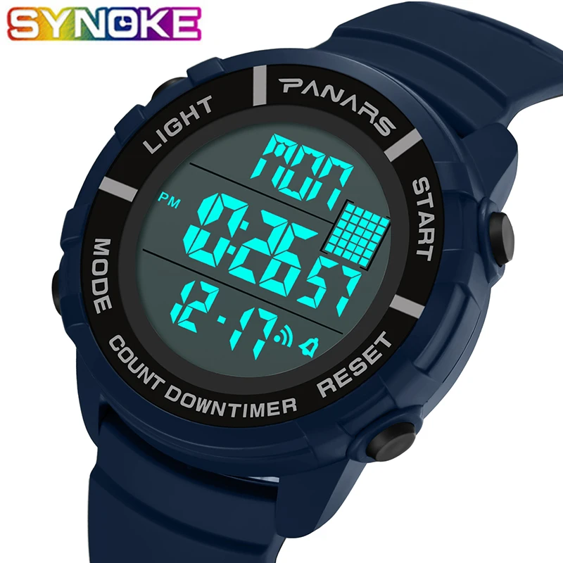 Мужские Цифровые часы SYNOKE спортивные водонепроницаемые светящиеся с двойным