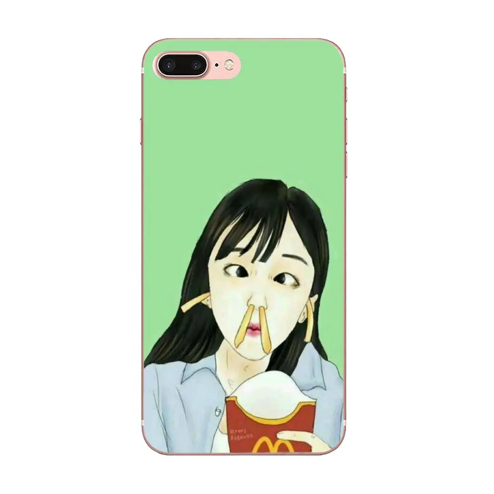 Забавный кот толстые губы нечетная девочка картофельные чипсы для Huawei Honor Mate 7 7A 8 9