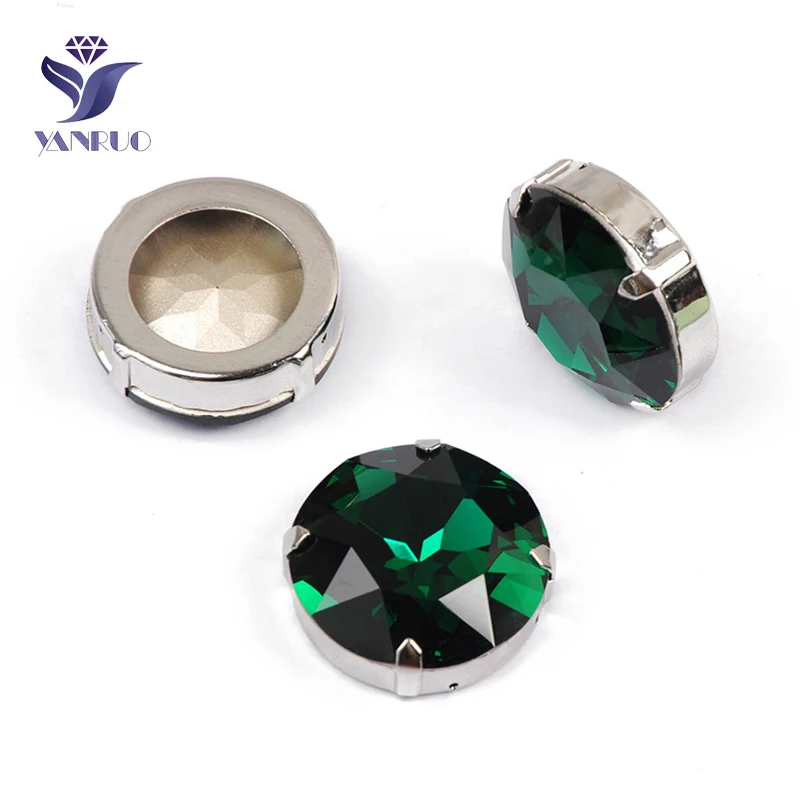 Emerald Yanruo 1201 круглая нашивная СТРАЗА стеклянные поделки камни и кристаллы Точка назад большие стразы для украшения - Цвет: Emerald
