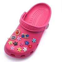 1 pcs metal croc charms colorful flower clog shoe decorations kid diamonds accessories resin transparent bear girl boys gifts