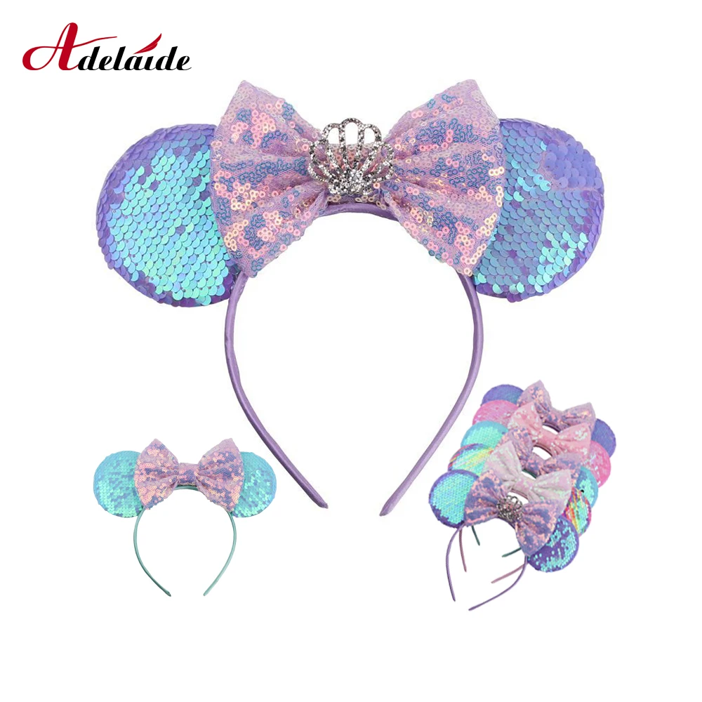 1 шт. новые модные уши Минни Маус повязка на голову для девочек банты волос